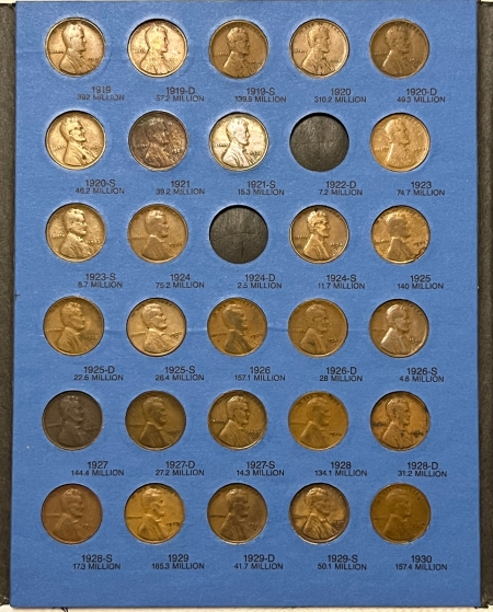 Lincoln Cents (Wheat) 1909-40S LINCOLN CENT 74 COIN PARTIAL SET CIRC W/ ALBUM 09VDB,11D,12D,26S & MORE