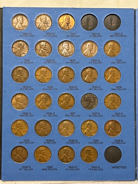 Lincoln Cents (Wheat) 1909-40S LINCOLN CENT 74 COIN PARTIAL SET CIRC W/ ALBUM 09VDB,11D,12D,26S & MORE