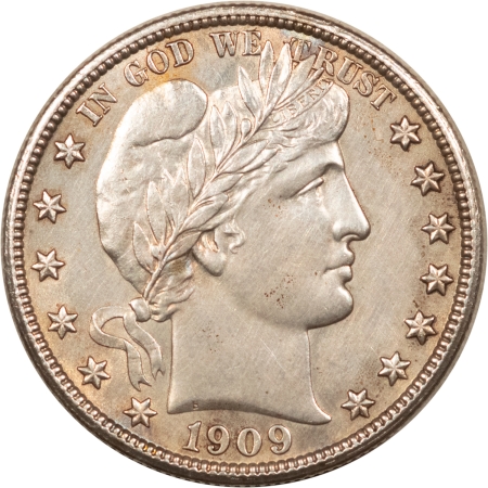 Barber Halves 1909 BARBER HALF DOLLAR – UNCIRCULATED, WELL-STRUCK, BUT CLEANED!