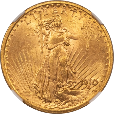 $20 1910 $20 ST GAUDENS GOLD DOUBLE EAGLE – NGC MS-63, CHOICE BETTER DATE!