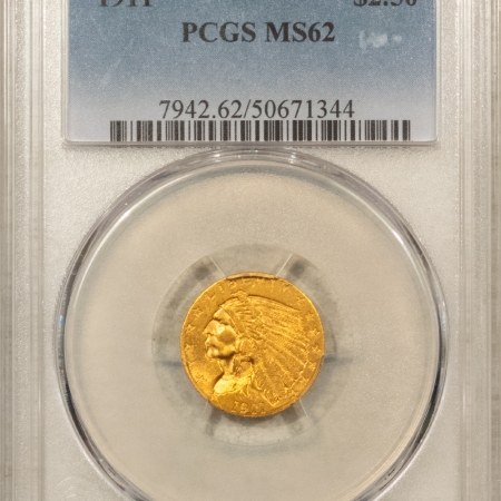 $2.50 1911 $2.50 INDIAN GOLD QUARTER EAGLE – PCGS MS-62