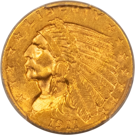 $2.50 1911 $2.50 INDIAN GOLD QUARTER EAGLE – PCGS MS-62