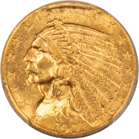 $2.50 1911 $2.50 INDIAN GOLD QUARTER EAGLE – PCGS MS-63, CHOICE BETTER DATE!