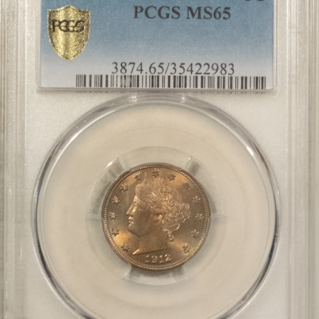 Liberty Nickels 1912-D LIBERTY NICKEL – PCGS MS-65, PRETTY GEM! TOUGH SEMI-KEY DATE!