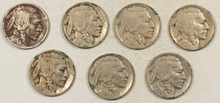 Buffalo Nickels 1913 TYI,1915,1916,1917,1918,1919,1921 BUFFALO NICKELS LOT/7 – CIRC, LOW GRADES!