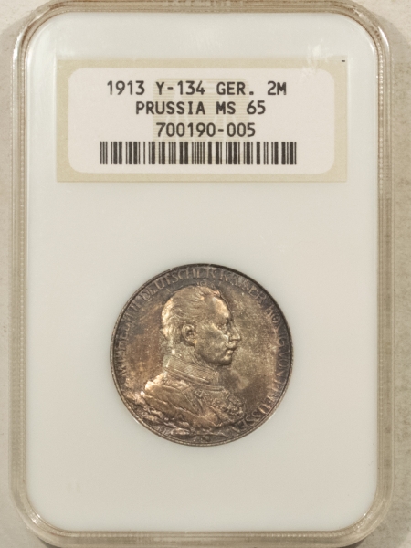 New Certified Coins 1913 2 MARK SILVER GERMANY PRUSSIA, Y-134 – NGC MS-65, FATTY & PREMIUM QUALITY!