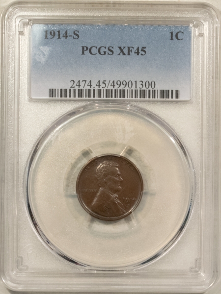 Lincoln Cents (Wheat) 1914-S LINCOLN CENT – PCGS XF-45