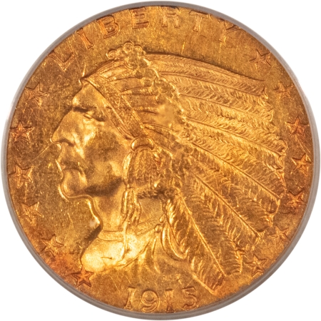 $2.50 1915 $2.50 INDIAN GOLD QUARTER EAGLE – PCGS MS-61, LUSTROUS & PRETTY!