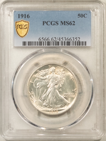 New Certified Coins 1916 WALKING LIBERTY HALF DOLLAR – PCGS MS-62, LOOKS 64+ PREMIUM QUALITY!