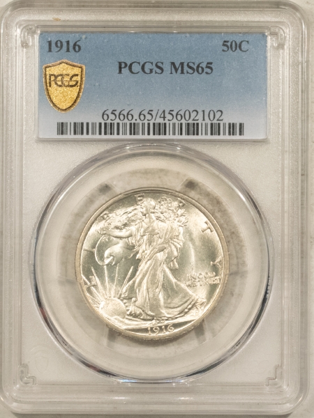 New Certified Coins 1916 WALKING LIBERTY HALF DOLLAR – PCGS MS-65, BLAST WHITE, PQ GEM!