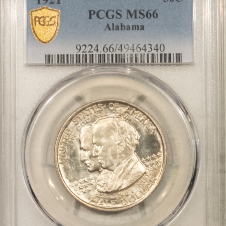 U.S. Certified Coins 1921 ALABAMA COMMEMORATIVE HALF DOLLAR – PCGS MS-66, FROSTED HIGHLIGHT, PQ++!