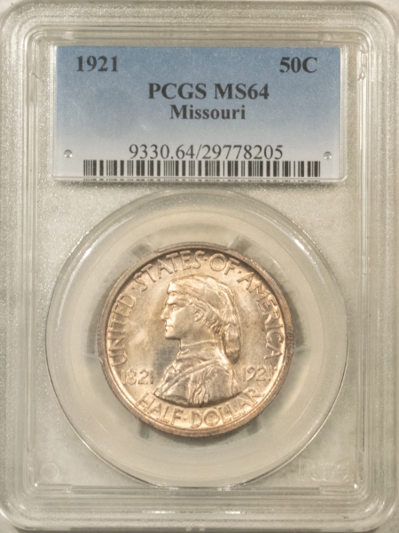 New Certified Coins 1921 MISSOURI COMMEMORATIVE HALF DOLLAR – PCGS MS-64, FRESH & NEAR GEM!