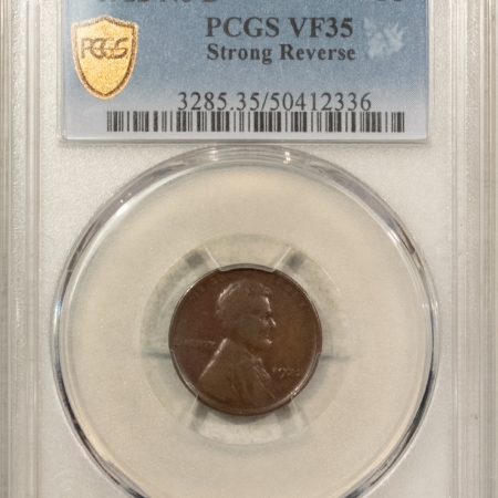 Lincoln Cents (Wheat) 1922 NO D LINCOLN CENT, STRONG REVERSE – PCGS VF-35, TOUGH! NICE SURFACES!