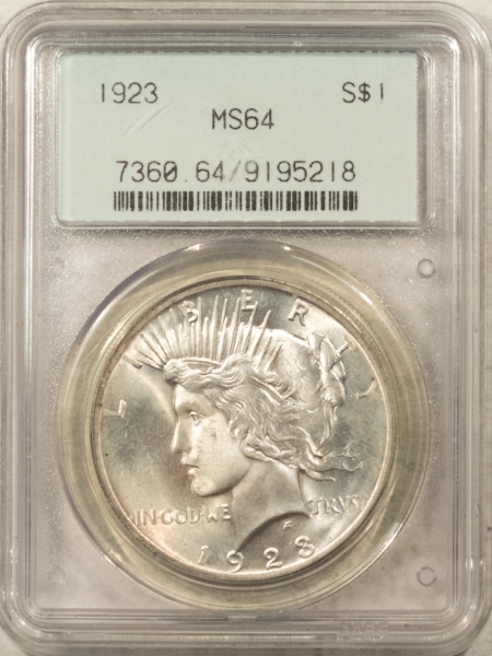 New Certified Coins 1923 $1 PEACE DOLLAR – PCGS MS-64, 2 PC RATTLER & PREMIUM QUALITY!