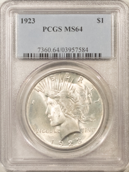 New Certified Coins 1923 PEACE DOLLAR – PCGS MS-64, FRESH!