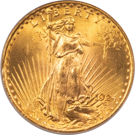 $20 1924 $20 ST GAUDENS GOLD DOUBLE EAGLE – PCGS MS-64, LUSTROUS!