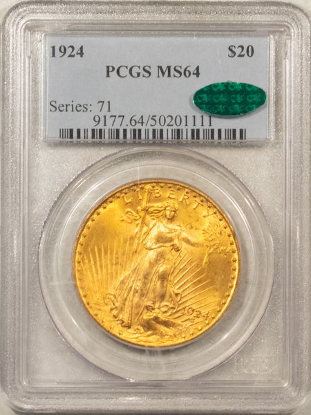 $20 1924 $20 ST GAUDENS GOLD DOUBLE EAGLE – PCGS MS-64, CAC APPROVED!