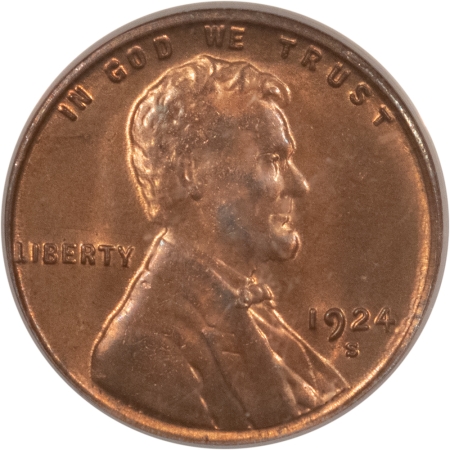 CAC Approved Coins 1924-S LINCOLN CENT – PCGS MS-64 RB, PQ, NICE FOR DATE! CAC APPROVED!