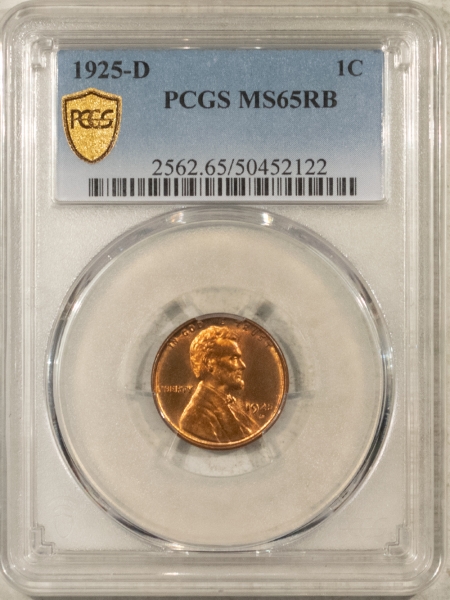 Lincoln Cents (Wheat) 1925-D LINCOLN CENT – PCGS MS-65 RB, PREMIUM QUALITY & NEARLY FULL RED!