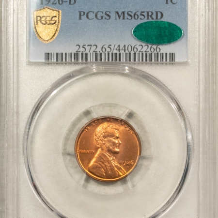 CAC Approved Coins 1926-D LINCOLN CENT – PCGS MS-65 RD, BLAZING RED! AMAZING GEM! CAC APPROVED!