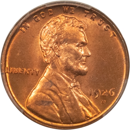 CAC Approved Coins 1926-D LINCOLN CENT – PCGS MS-65 RD, BLAZING RED! AMAZING GEM! CAC APPROVED!