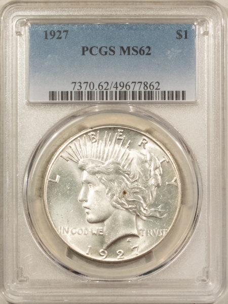 New Certified Coins 1927 $1 PEACE DOLLAR – PCGS MS-62