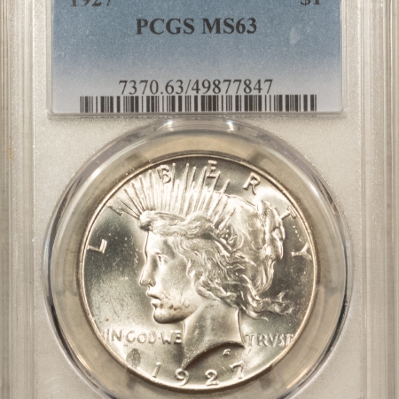 New Certified Coins 1927 $1 PEACE DOLLAR – PCGS MS-63, PREMIUM QUALITY!