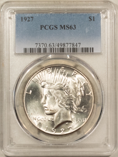 New Certified Coins 1927 $1 PEACE DOLLAR – PCGS MS-63, PREMIUM QUALITY!