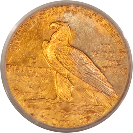 $2.50 1927 $2.50 INDIAN GOLD QUARTER EAGLE – PCGS MS-62, REALLY PRETTY TONING! COOL!