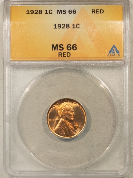 Lincoln Cents (Wheat) 1928 LINCOLN CENT – ANACS MS-66 RED