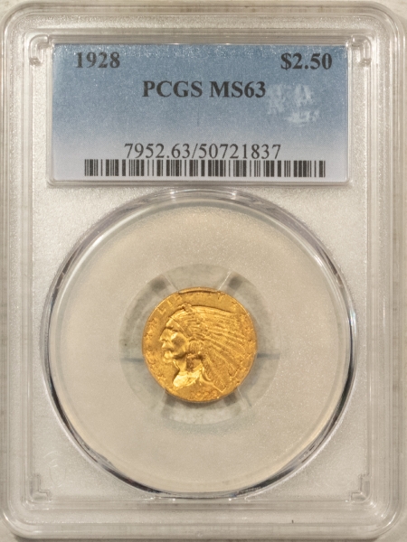 $2.50 1928 $2.50 INDIAN GOLD QUARTER EAGLE – PCGS MS-63