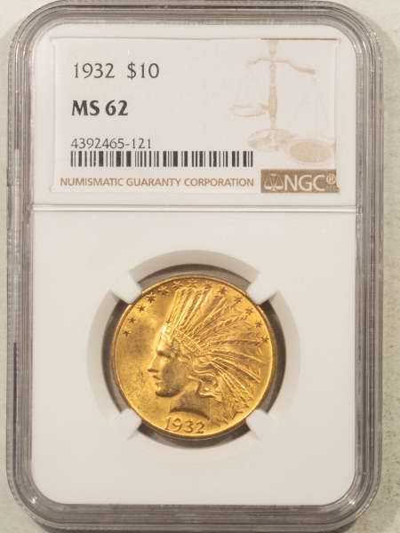 $10 1932 $10 INDIAN GOLD EAGLE – NGC MS-62