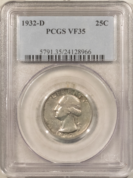 New Certified Coins 1932-D WASHINGTON QUARTER – PCGS VF-35, KEY-DATE!