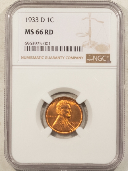 Lincoln Cents (Wheat) 1933-D LINCOLN CENT – NGC MS-66 RD