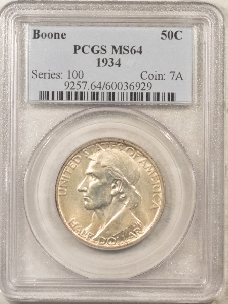 New Certified Coins 1934 BOONE COMMEMORATIVE HALF DOLLAR – PCGS MS-64