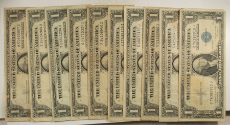 New Store Items 1935 $1 SILVER CERTIFICATES, LOT OF 10, FR-1612 – F/VF