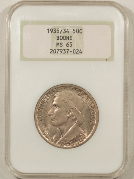 Silver 1935/34 BOONE COMMEMORATIVE HALF DOLLAR – NGC MS-65, OLD FATTY! PQ!