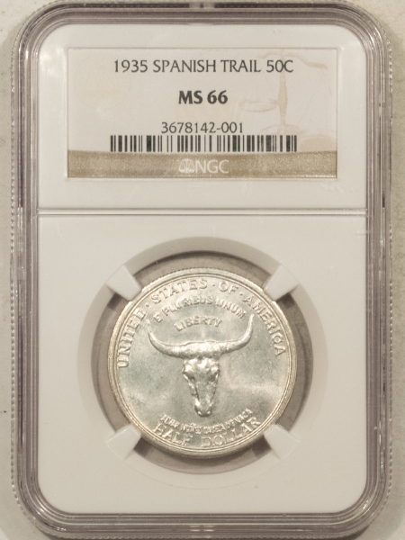 New Certified Coins 1935 SPANISH TRAIL COMMEMORATIVE HALF DOLLAR – NGC MS-66, BLAST WHITE!