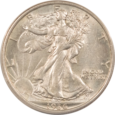 Half Dollars 1936 WALKING LIBERTY HALF DOLLAR, ANACS AU-55, ORIGINAL WHITE & CLOSE TO UNC!