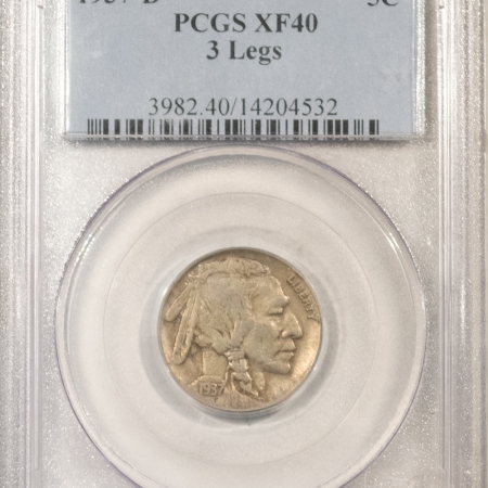 Buffalo Nickels 1937-D BUFFALO NICKEL, 3 LEGS – PCGS XF-40, NICE ATTRACTIVE KEY-DATE!