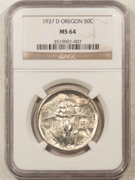 New Certified Coins 1937-D OREGON COMMEMORATIVE HALF DOLLAR – NGC MS-64