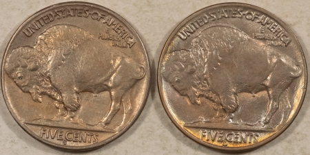 Buffalo Nickels 1937-S, 1938-D BUFFALO NICKELS, LOT/2 – HIGH GRADE, NEARLY UNCIRC, LOOKS CHOICE!