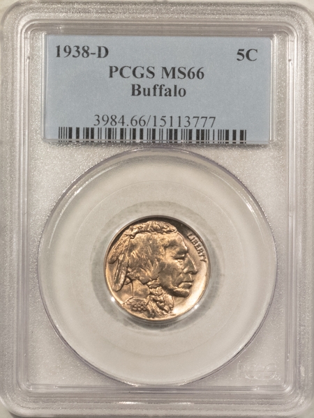 Buffalo Nickels 1938-D BUFFALO NICKEL – PCGS MS-66