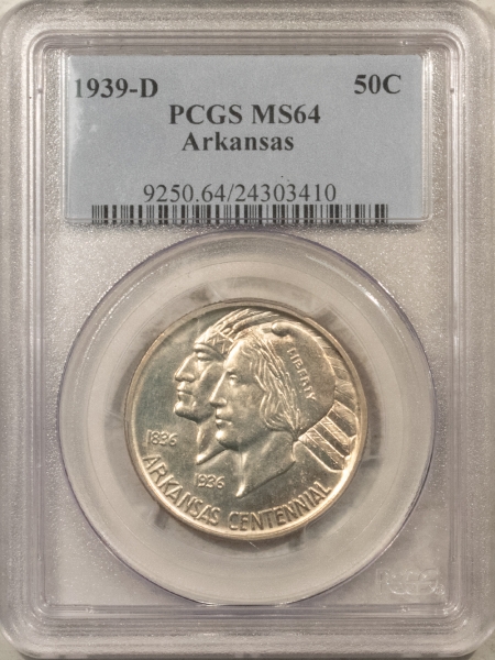 New Certified Coins 1939-D ARKANSAS COMMEMORATIVE HALF DOLLAR – PCGS MS-64, TOUGH LOW MINTAGE ISSUE