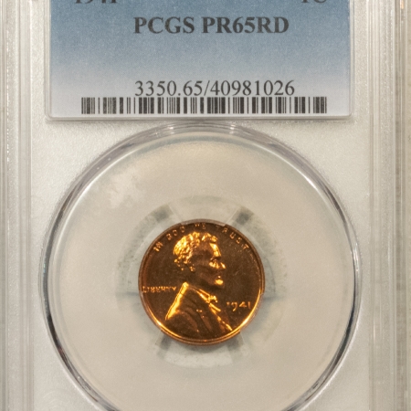 Lincoln Cents (Wheat) 1941 PROOF LINCOLN CENT – PCGS PR-65 RD, GEM RED PROOF!