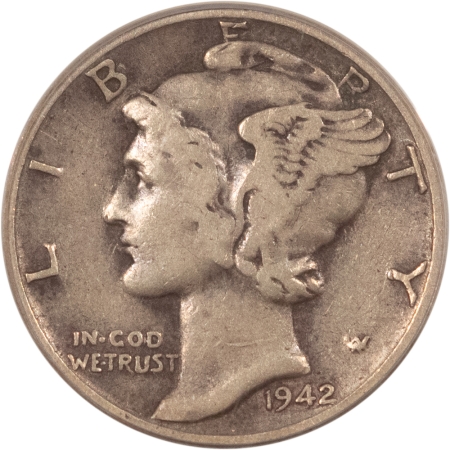 Mercury Dimes 1942/1-D MERCURY DIME – PCGS VF-20, WHOLESOME, AFFORDABLE KEY-DATE!