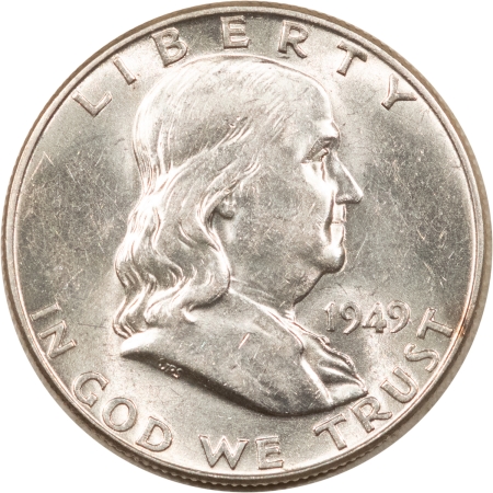 Franklin Halves 1949 FRANKLIN HALF DOLLAR – FLASHY, HIGH GRADE, NEARLY UNCIRC, LOOKS CHOICE!