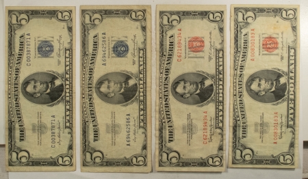 New Store Items 1953 X2 $5 SC, 1953C $5 USN, 1963 $5 USN, LOT OF 4, FR-1655 – F/VF, VF, F/NE