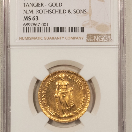 Bullion (1954) MOROCCO 500 DIRHAMS, TANGIER GOLD NM ROTHSCHILD & SONS KM-X12 – NGC MS-63