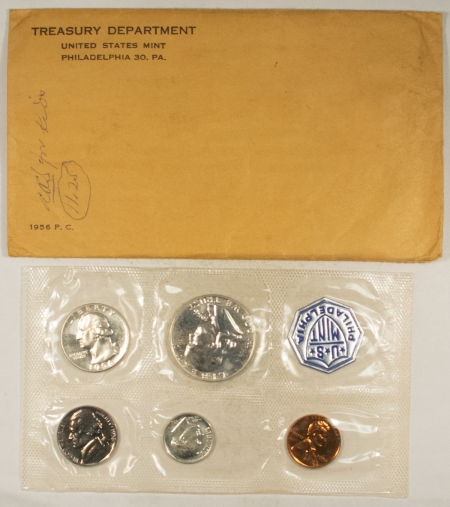 New Store Items 1956 5 COIN U.S. SILVER PROOF SET – GEM PROOF W/ ORIGINAL ENVELOPE & PAPERS